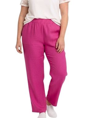 St. John's Bay Fushsia Linen Blend Wide Leg High Rise Pants Size 2X